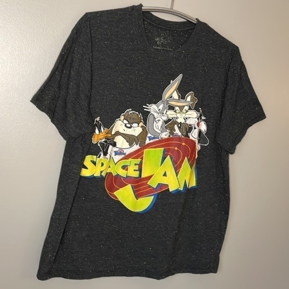 VINTAGE WARNER BROS. | Men’s VINTAGE (1996) Black Confetti SPACE JAM XXL Shirt - Picture 6 of 9